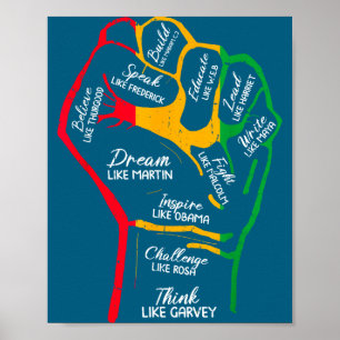 Poster Dirigeants noirs inspirants poing levé main noire