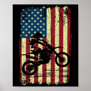 Poster Dirt Bike American Drapeau 4e