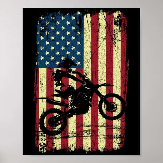 Poster Dirt Bike American Drapeau 4e (Devant)