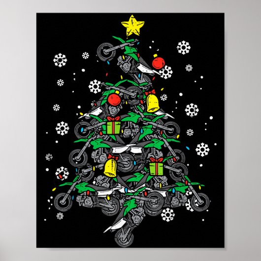 Poster Dirt Bikes Christmas Tree Xmas Motocross Men Boy (Devant)