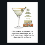 Poster Dirty Martini Cocktail Recette Art 18"x24"<br><div class="desc">Cocktail Recette Art Illustration d'une DIRTYMARTINI de qualité faite avec Gin,  Vermouth sec et saumure d'olive. Vous n'oublierez jamais votre recette de cocktail préférée à nouveau et maintenant vous pouvez le partager avec vos amis et votre famille. CONCEPTION IDÉALE POUR LES FÊTES,  BARS & DIVERTISSEMENTS.</div>