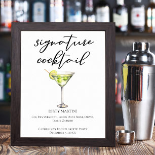 Poster Dirty Martini Élégant Cocktail Signature Unique