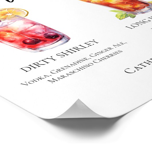 Poster Dirty Shirley Long Island Signature Cocktails Menu (Coin)