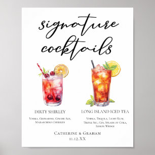 Poster Dirty Shirley Long Island Signature Cocktails Menu