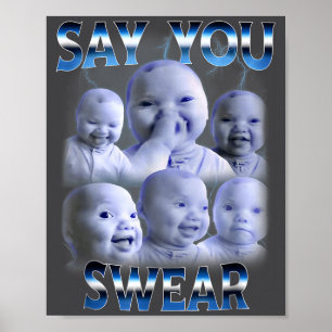 Poster Dis Tu Jures Ai Niche Bébé Retenant Un Rire Gen