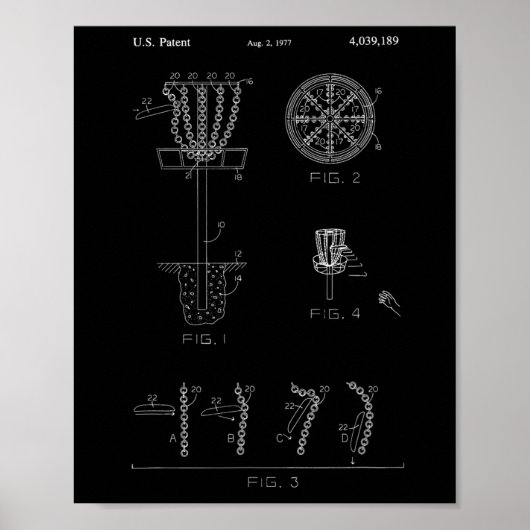 Poster Disc Golf Basket Target Patent Design - Frolf  (Devant)