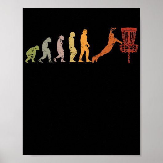 Poster Disc Golf Development Retro Golfer Evolution (Devant)