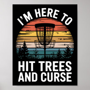 Poster Disc Golf Drôle Frappe Arbres Et Juron Rétro Disc