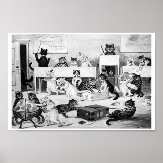 Poster Discipline de la classe de chats, Louis Wain (Devant)