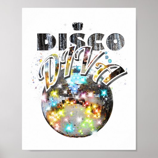 Poster Disco Ball Disco Diva Queen - les années 70 Retro (Devant)