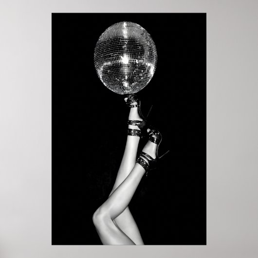 Poster Disco Ball High Heels Print, Black and White (Devant)