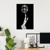 Poster Disco Ball High Heels Print, Black and White (Bureau à domicile)