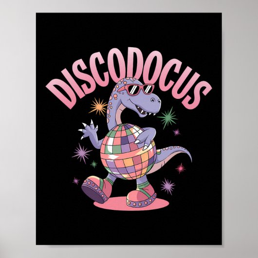 Poster Disco Dancing Dinosaur Diplodocus Dino Funny 70s D (Devant)