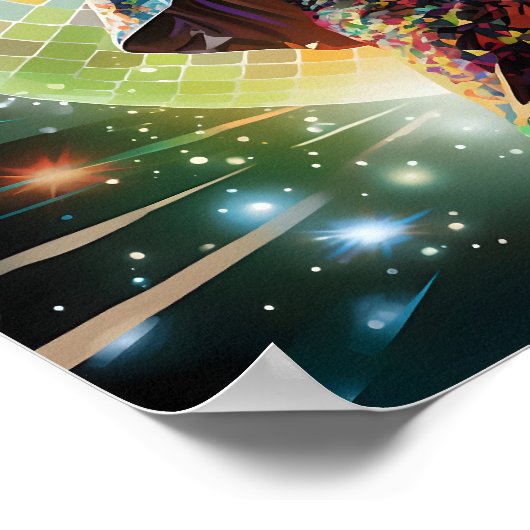 Poster Disco Dancing Man devant Disco Ball (Coin)