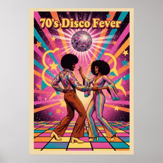 Poster Disco Fever V07 des années 70 (Devant)