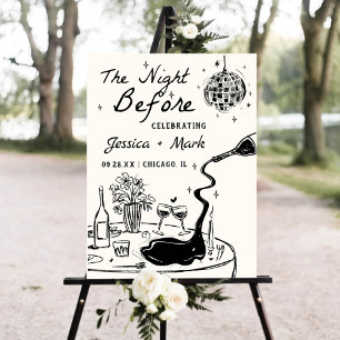 Poster Disco La Nuit Avant L'Affiche de bienvenue Mariage