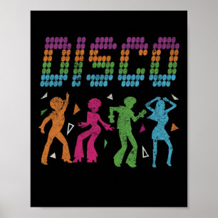 Poster Disco Party Dancing les années 70 Style Retro Disc
