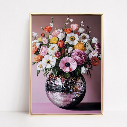 Poster Disco Vase with Flowers