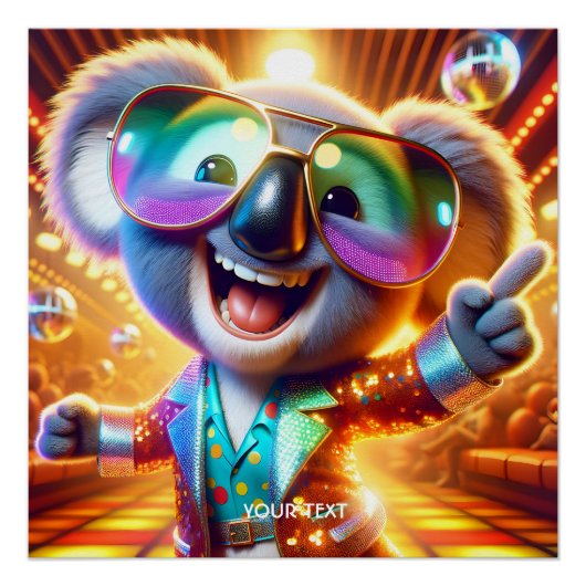 Poster Discothèque dansante Imaginaire Cute Koala (Devant)