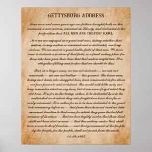 Poster Discours de Gettysburg par Abraham Lincoln