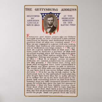 Poster Discours de Gettysburg par Abraham Lincoln 1863