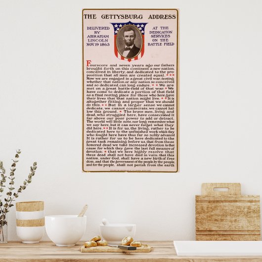 Poster Discours de Gettysburg par Abraham Lincoln 1863 (Cuisine)