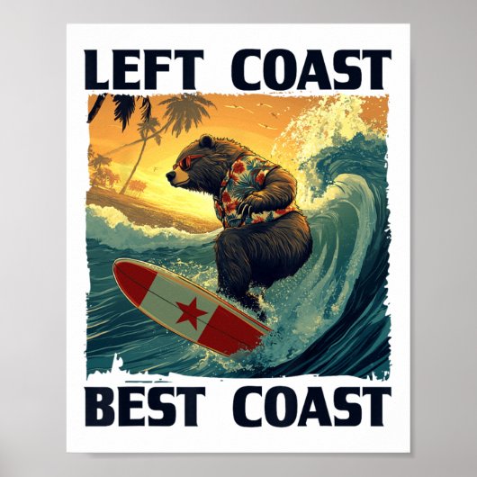 Poster Discours Left Coast, Best Coast avec surf cool Be (Devant)