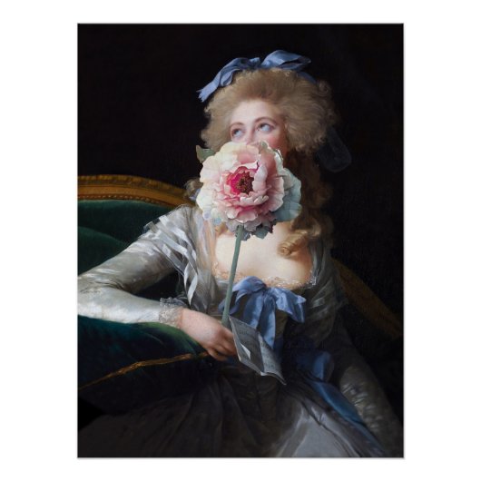 Poster Discrète avec pivoine rose (Devant)