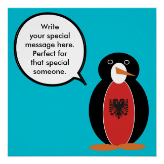 Poster Discussions sur le drapeau albanais de Mme Penguin