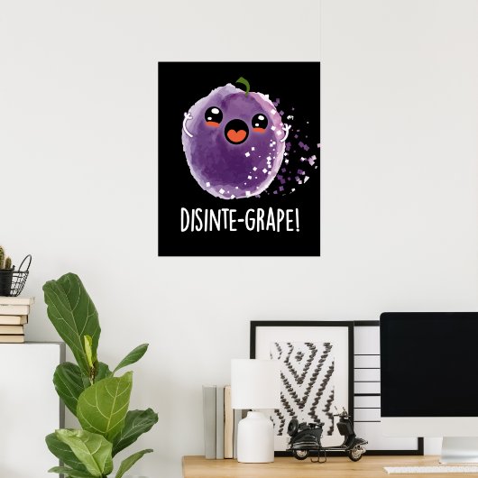 Poster Disinte-grape Funny Grape Pun Dark BG (Bureau à domicile)