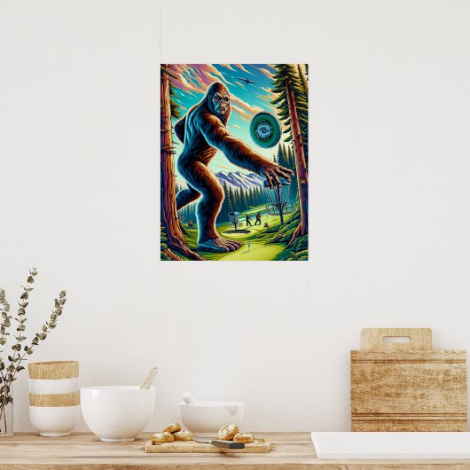 Poster Disk Golf Bigfoot dans les bois (Cuisine)