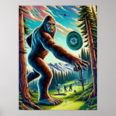 Poster Disk Golf Bigfoot dans les bois (Devant)