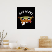 Poster Disons Wok Funny Chinois Wok Pun Dark BG (Cuisine)
