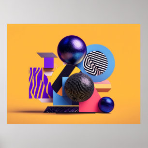 Poster Disposition abstraite avec des sphères colorées