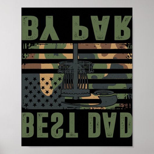 Poster Disque de golf camouflé Meilleur papa de Par Drape (Devant)