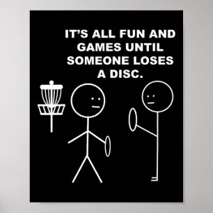 Poster Disque de golf frisbee Stickman Figure bâton Humou