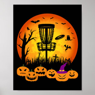 Poster Disque de golf rétro Halloween cimetière effrayant