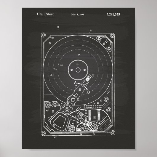 Poster Disque dur 1994 Patent Art Chalkboard (Devant)