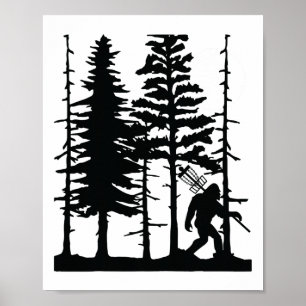 Poster Disque Golf Bigfoot Cachant la faune Arbres Nature