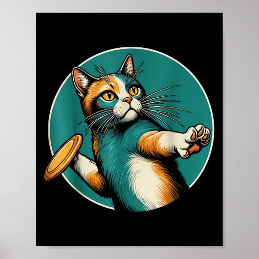 Poster Disque Golfer Cat Disque Golf Player Funny Hallowe (Devant)