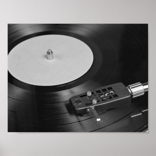 Poster Disque vinyle jouant sur une platine (Devant)