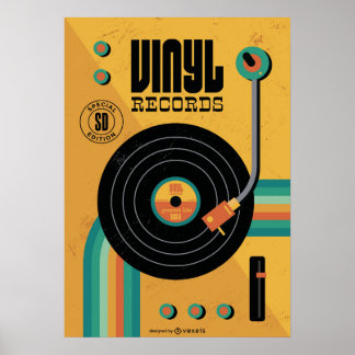 Poster Disque Vynl Musique Rétro des années 80