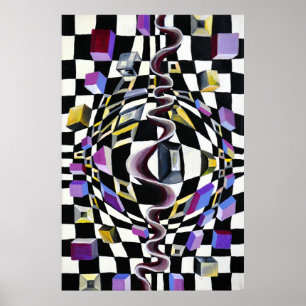 Poster Distorsion spatiale avec illusions de perspective