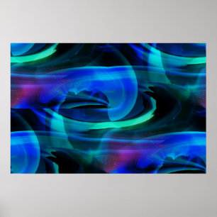 Poster Distorsion spatiale dans l'affiche Abstraite bleue