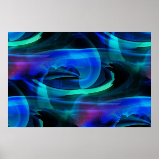 Poster Distorsion spatiale dans l'affiche Abstraite bleue (Devant)