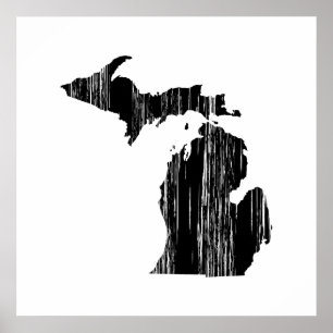 Poster Distressed Michigan State Outline
