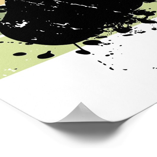 Poster Distressed Paint Splatter Chien Paw Retro Sunset (Coin)