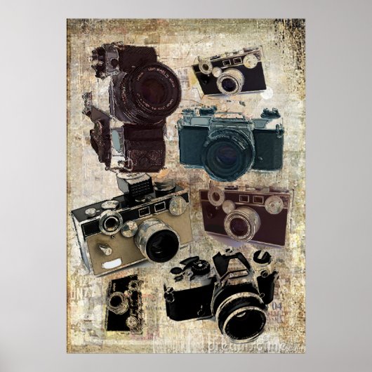 Poster distressed photographe retro camera (Devant)