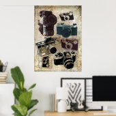 Poster distressed photographe retro camera (Bureau à domicile)