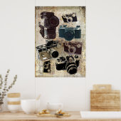 Poster distressed photographe retro camera (Cuisine)
